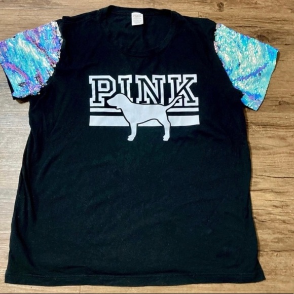PINK VS MERMAID BLING CAMPUS TSHIRT LARGE - Picture 2 of 5